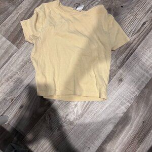 Womens, Yellow, H&M, Crop Top, Baby Tee.